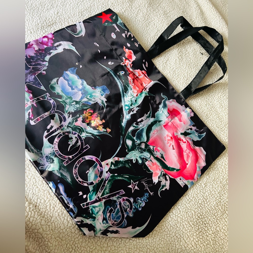 MACY"S Reusable Ocean Recycled Black
Floral Beach Tote Handbag